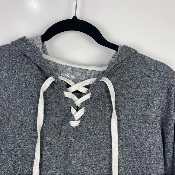 SO Lace Up Tunic Hoodie Sweater Grey Size Small - Picture 6 of 9